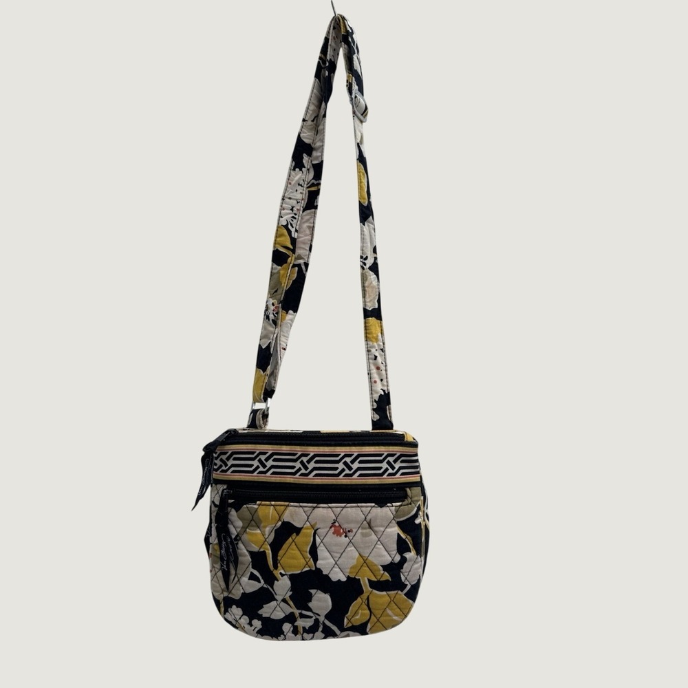 VERA BRADLEY Little Flap Hipster Crossbody Purse - Dogwood - Black & Yellow